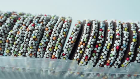 chocolate sprinkled cookies in a tray