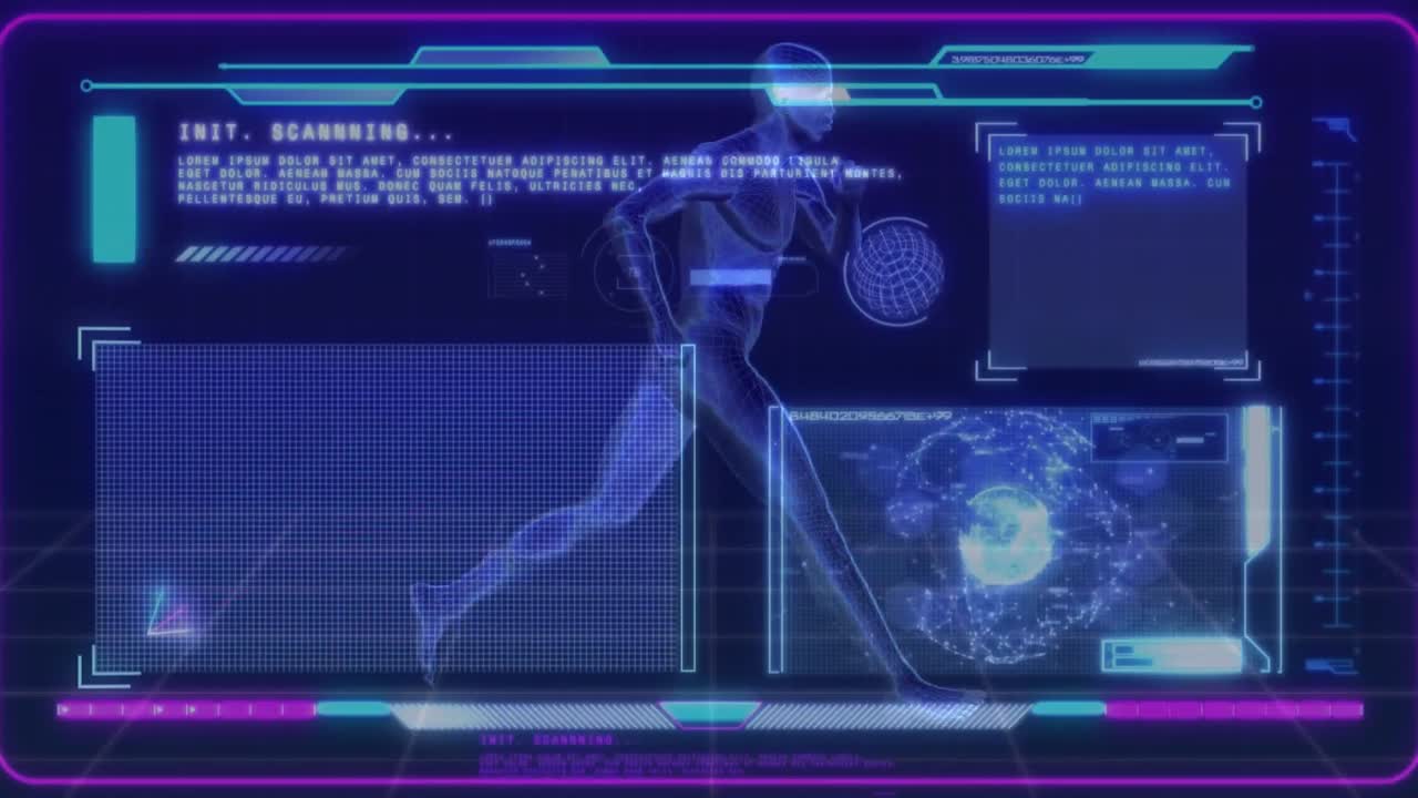 디지털 운동선수 달리기에서 인터페이스 처리 데이터의 애니메이션