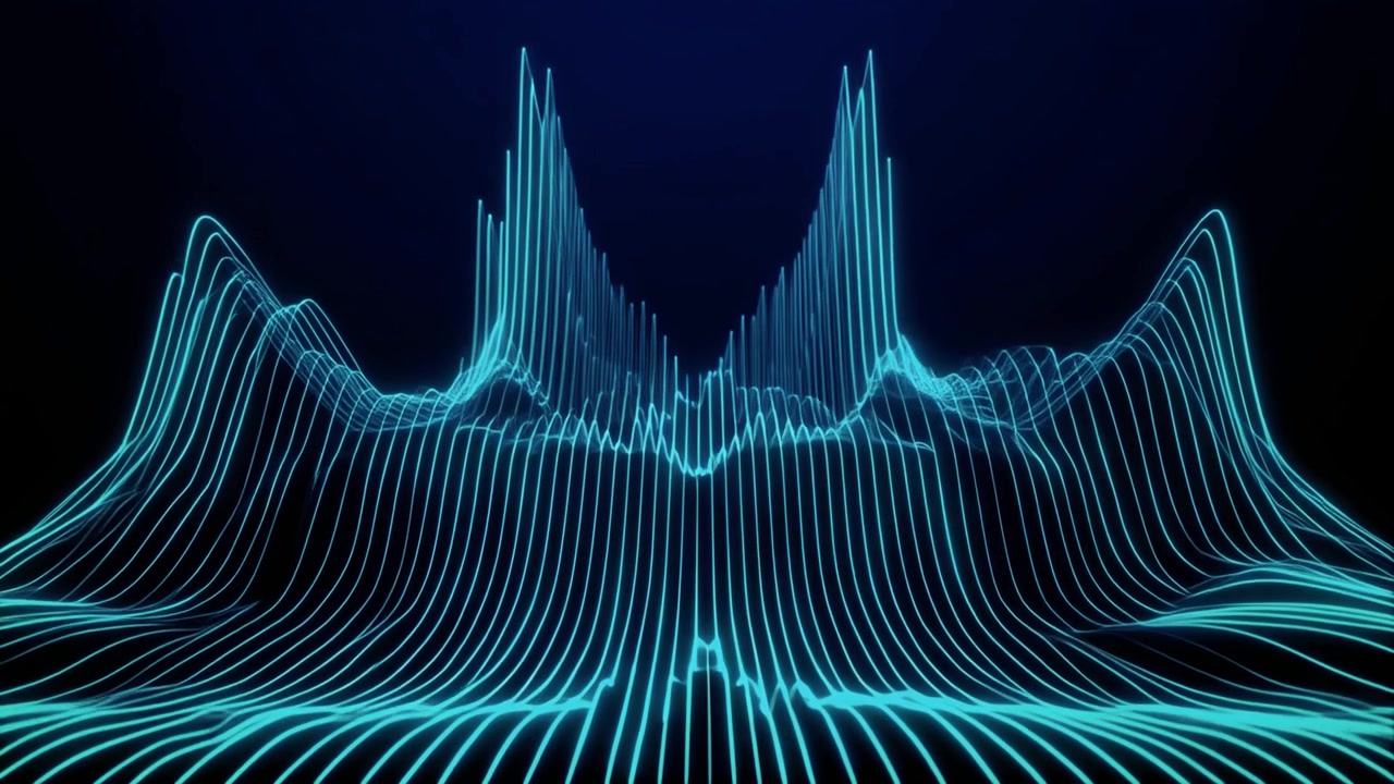 Futuristic Abstract Waveform of Glowing Blue Lines