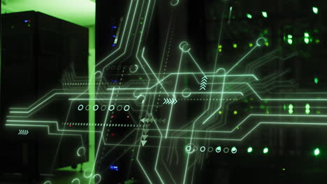 animation of data processing over computer circuit board