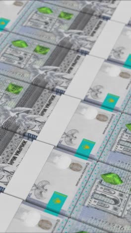 vídeo vertical de billetes de 20000 tenge de kazajstán impresos por una imprenta de dinero