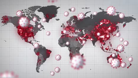 Animación-De-Células-Virales-Sobre-El-Mapa-Mundial