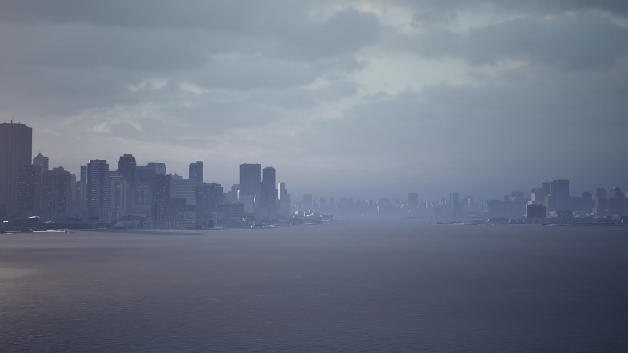 구름 인 날 의 도시 스카이 라인