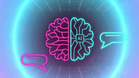 animación de un chat y procesamiento de datos en todo el mundo sobre fondo púrpura