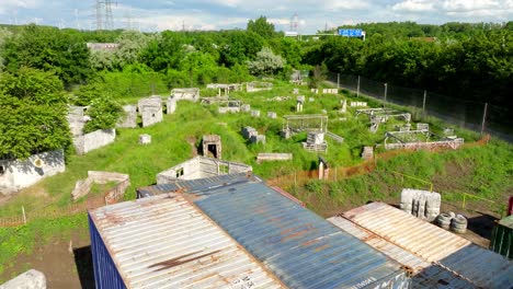 Aerial-View-Of-Obstacle-Course-In-Paintball-Park-In-Pachfurth,-Austria