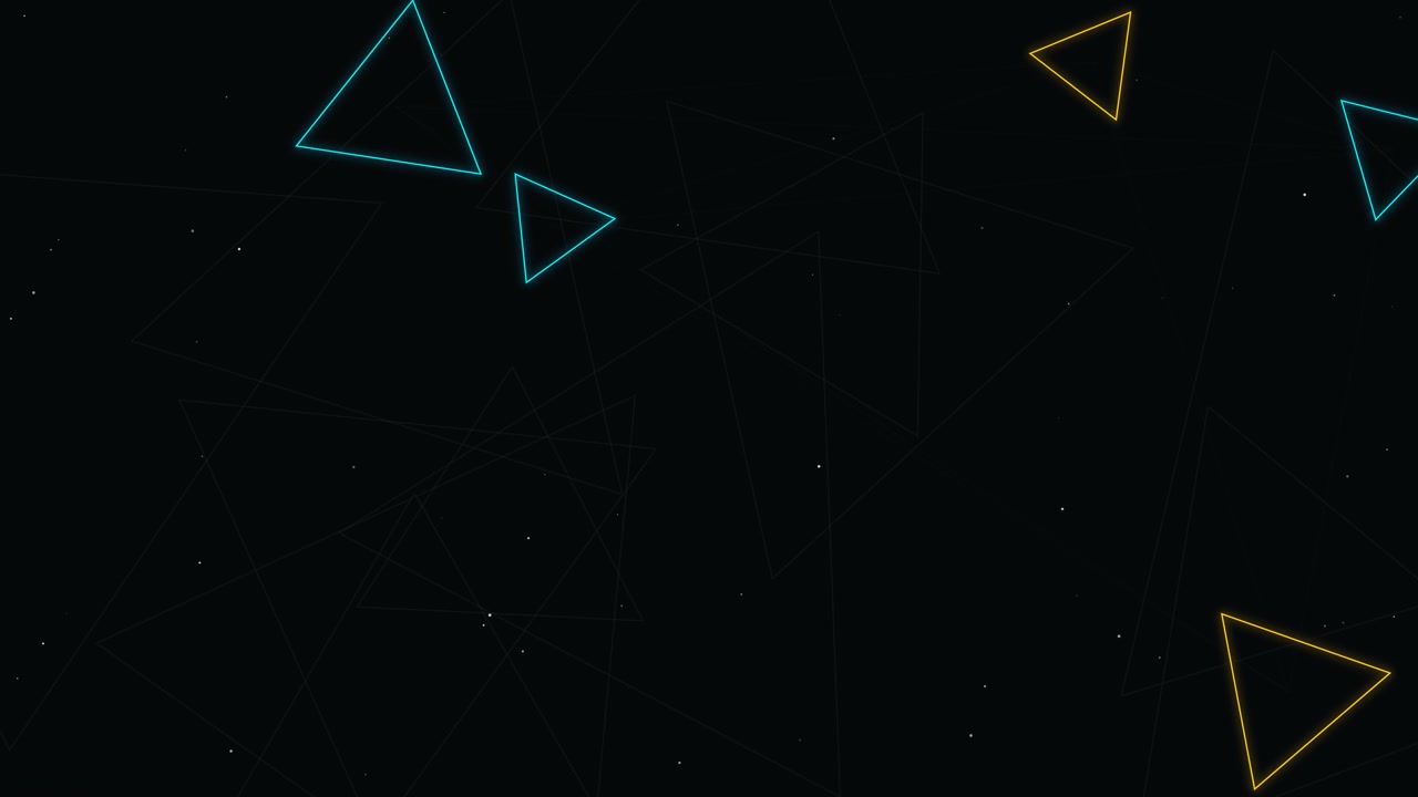Sfondo animato astratto con triangoli al neon fluttuanti