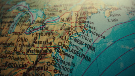 close-up of a world map