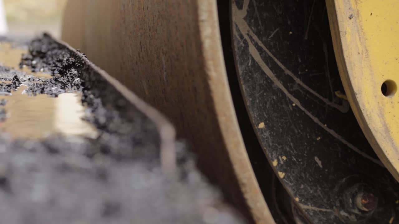 Industrial plant tarmac equipment for road laying close up