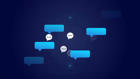 chat bubbles and glowing circles, digital communication animation