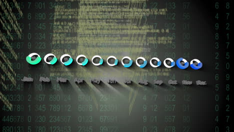 animación del procesamiento de datos estadísticos y la codificación binaria contra un fondo gris