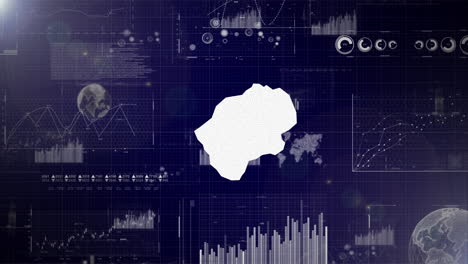 lesotho país antecedentes corporativos con elementos abstractos de los gráficos de análisis de datos i mostrando el análisis de datos video tecnológico con globo, crecimiento, gráficos, datos estadísticos del país de lesotho