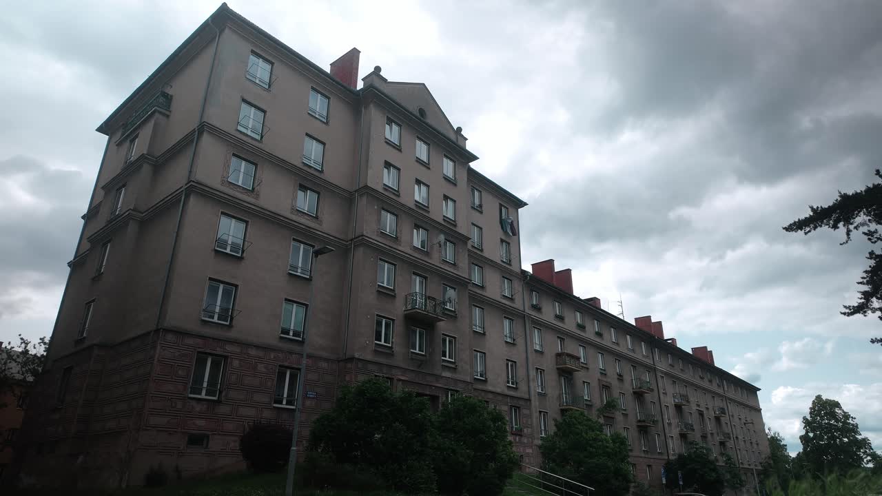 Soviet-Era residential urban apartment block facade Eastern Europe