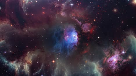 volando a través de las estrellas y las nebulosas interestelares de orión