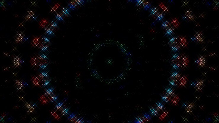 linee astratte luce colorata forma rotonda luminosa al centro, sfondo nero