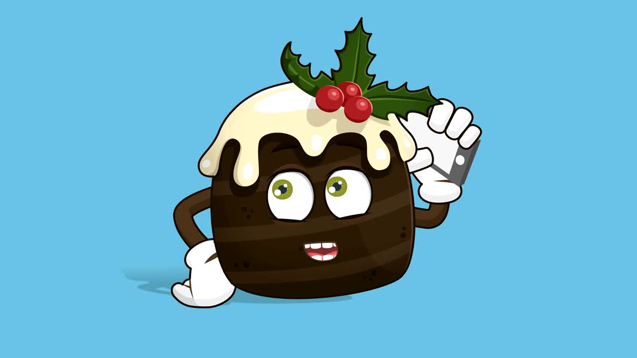 만화 크리스마스 케이크 전화 얼굴 애니메이션 알파 매트