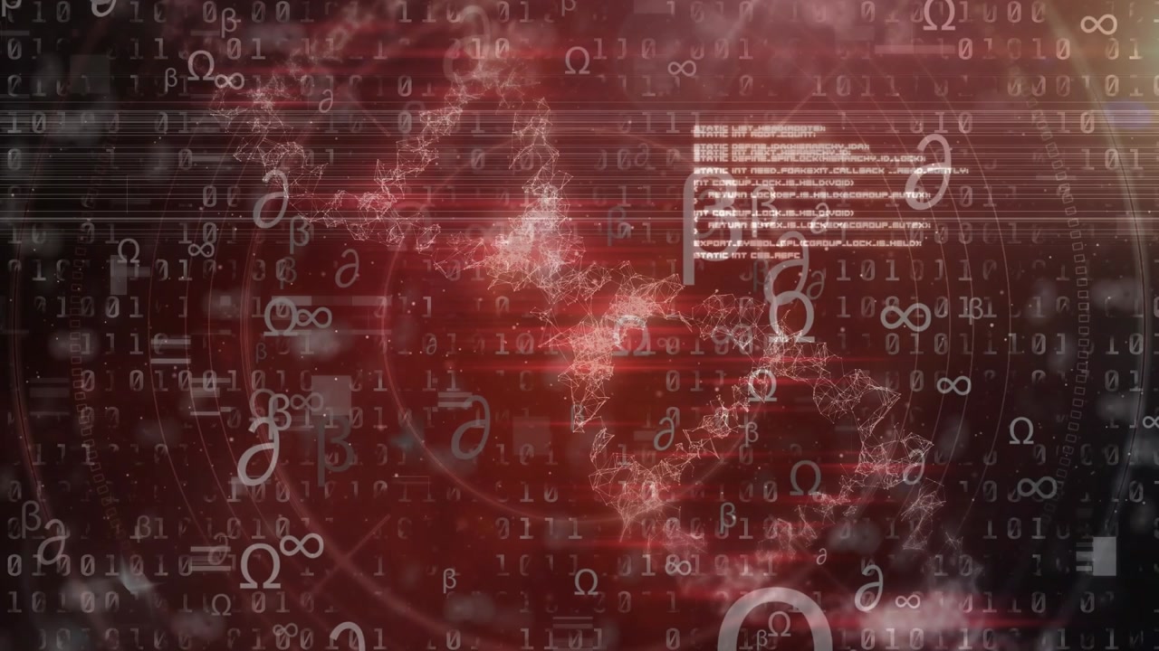 Animation af videnskabelig databehandling og DNA-streng, der snurrer