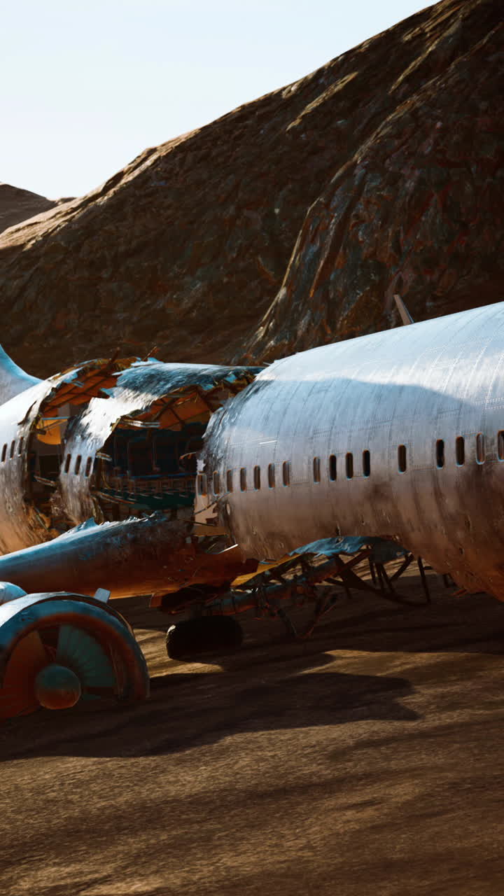 restos de un avión estrellado en el desierto