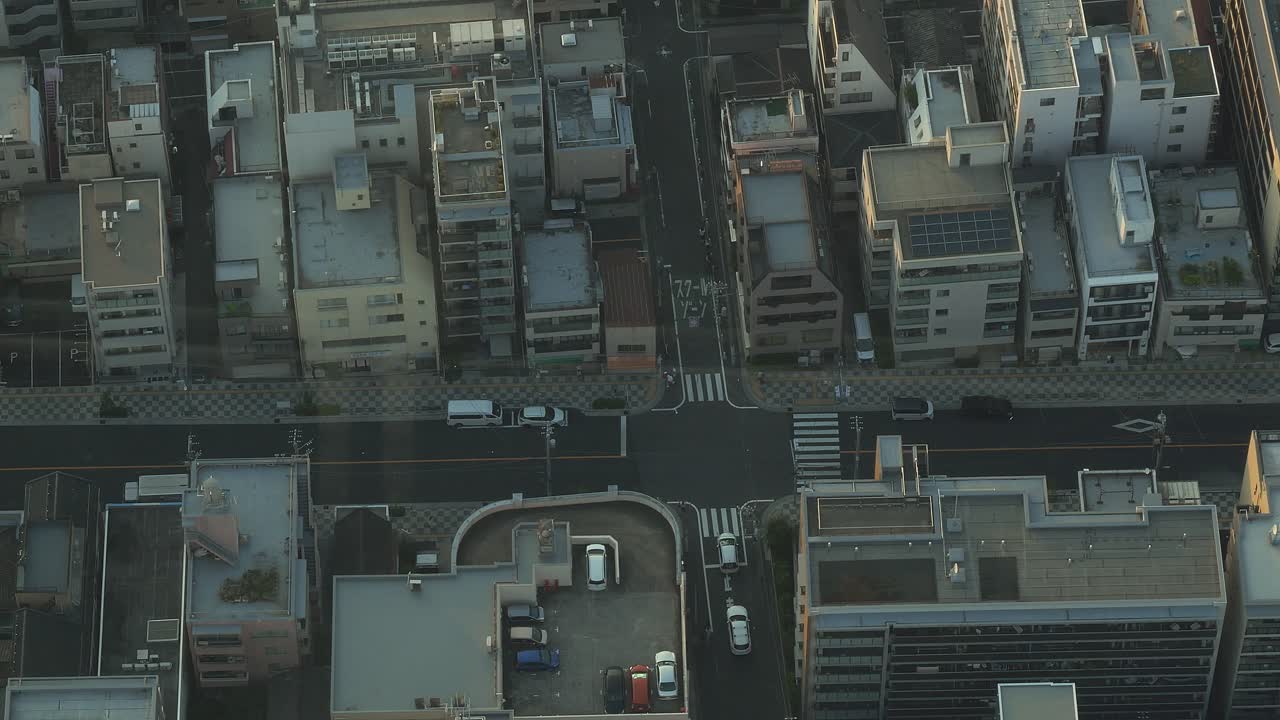 Top View Of Street And Buildings In The Urban Area Of Taito City In Tokyo, Japan. Aerial Shot