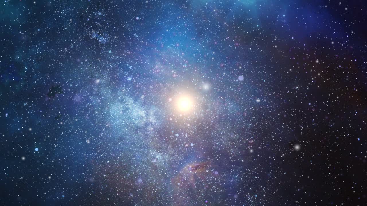 vista de 4k de una estrella brillante que ilumina el universo oscuro