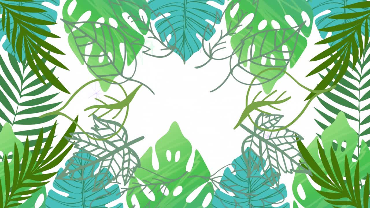 animación de iconos de hojas sobre hojas