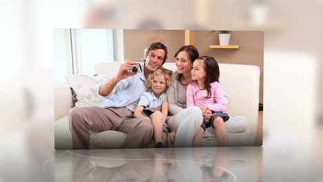 familias en el montaje en el hogar