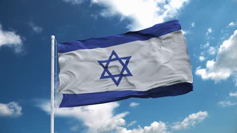 realistic flag of israel waving in the wind against deep blue sky