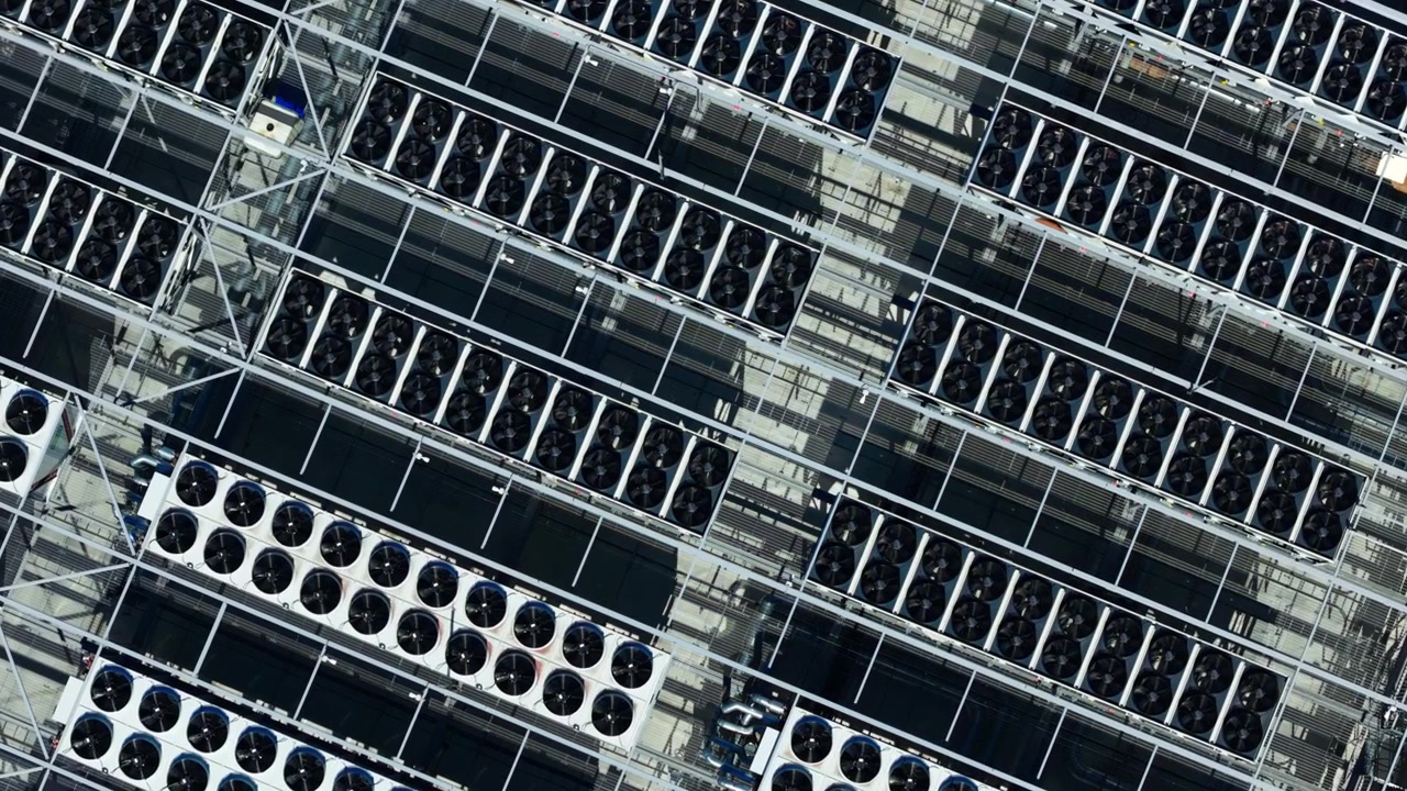 Rotating aerial reveals mission-critical cooling infrastructure powering AI
