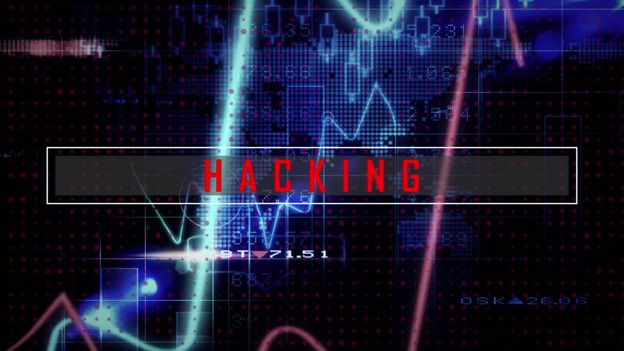 animación de texto de hacking sobre el procesamiento de datos