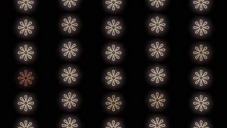 pulsing gold summer flowers pattern with neon light in casino style