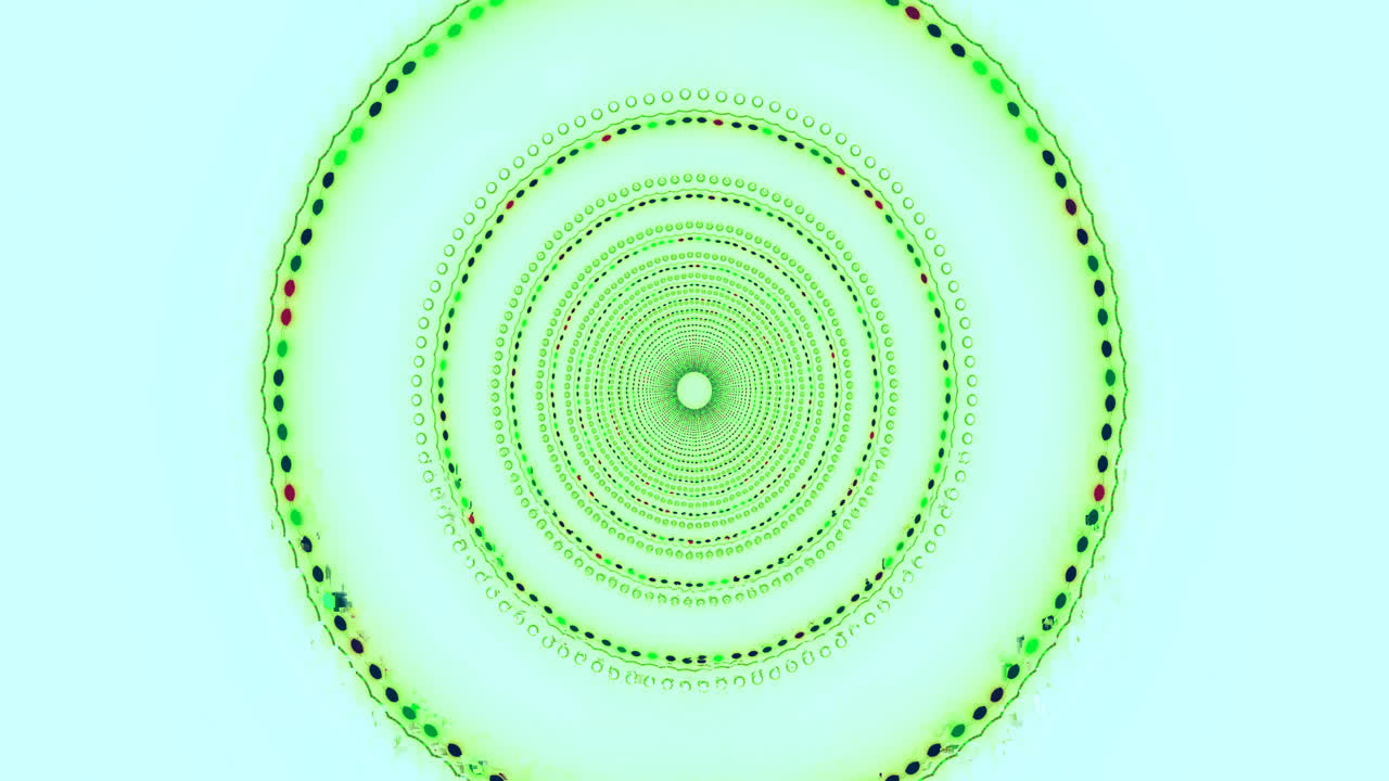 Vibrant green tunnel design showcases a mesmerizing loop of circular patterns that flow seamlessly. The abstract visuals adapt and evolve, creating a calming ambiance ideal for screensavers