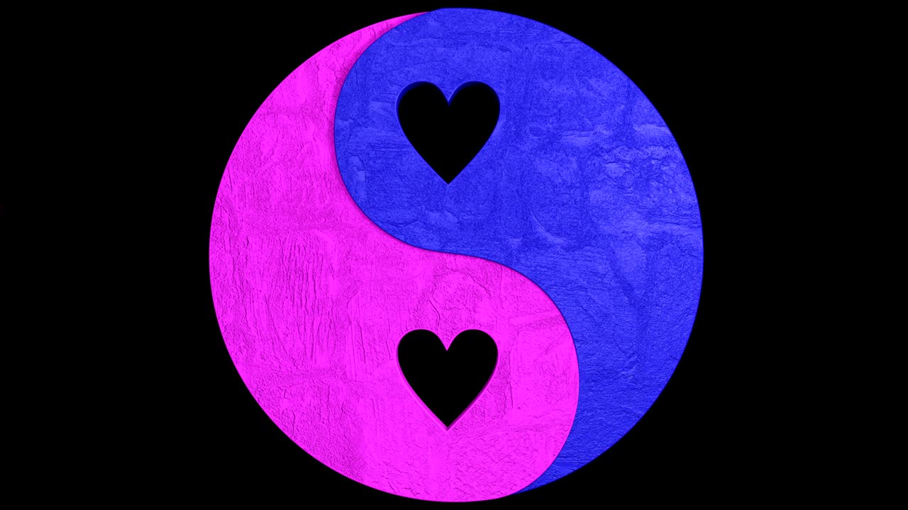 animación 3d del símbolo de equilibrio elegante emergente (yin yang) con el canal alfa