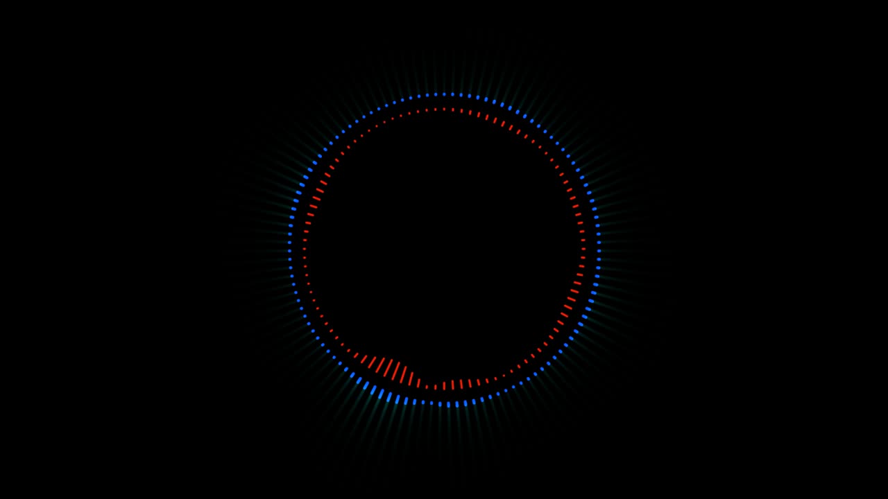 Abstract audio ring equalizer on a black background.
