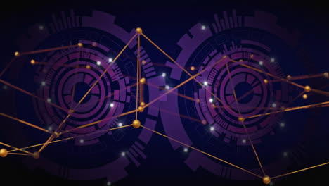 animation of network of connections over scopes scanning