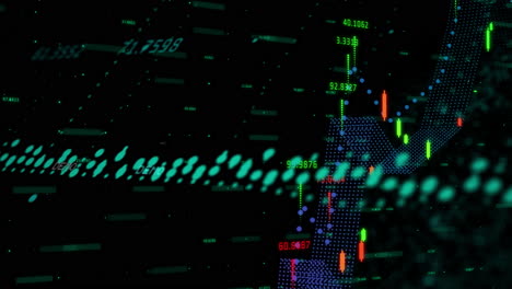 animación del procesamiento de datos financieros sobre un fondo negro
