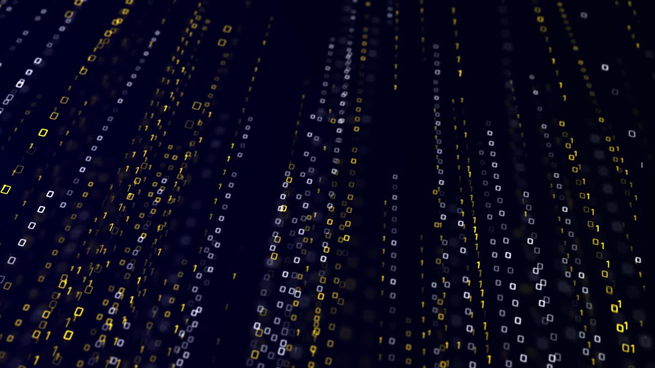 4K 3D Binary code matrix loop background with digits moving on screen.