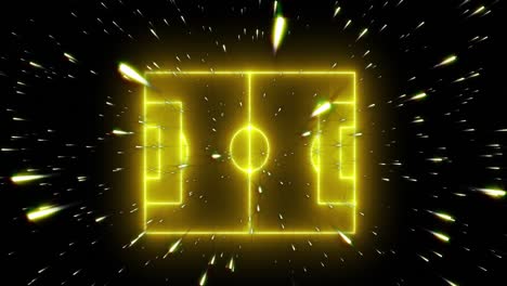 animation of neon football sports field on black background