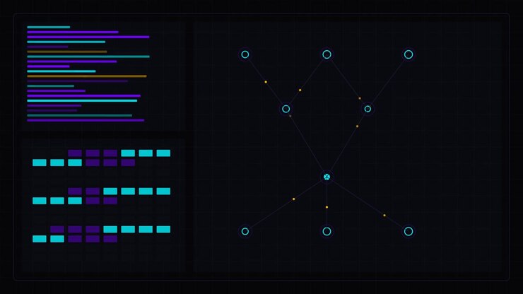 Abstract Digital Network Visualization with Data Flow Animation