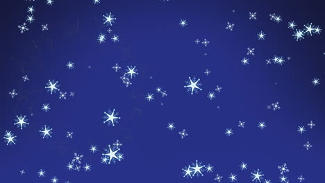 animation of shining star icons falling against blue background with copy space