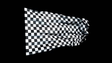 realistic checkered flag is waving 3d animation. flag of checkered black and white patriotism sport freedom. 4k checkered flag seamless loop animation.