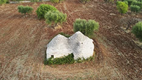 aerial view of traditional trulli stone unique buildings, in italy