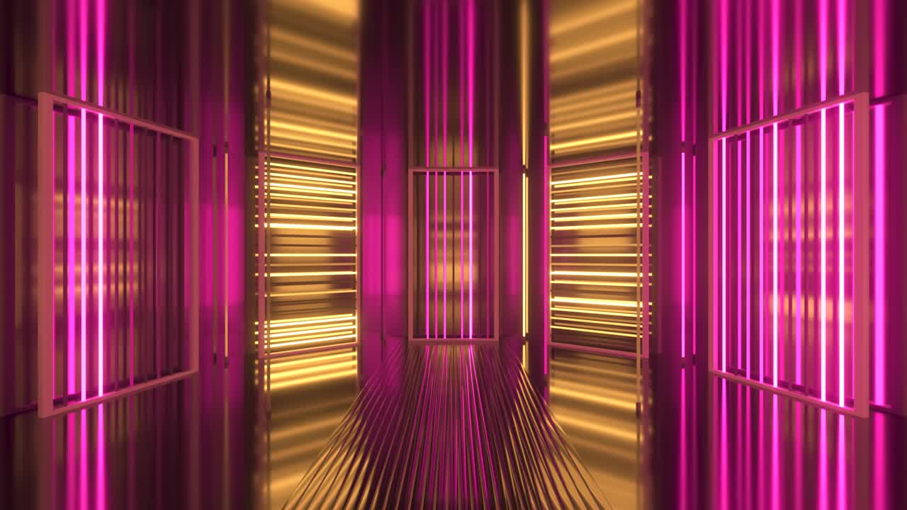 neón rosa y amarillo túnel futurista