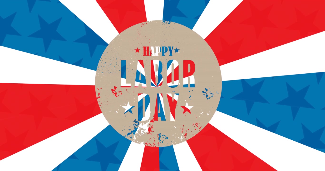 Animation of labor day text over flag of america pattern