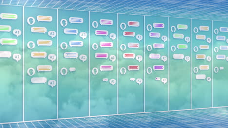 animación del procesamiento de chat de ia en línea a través de nubes.