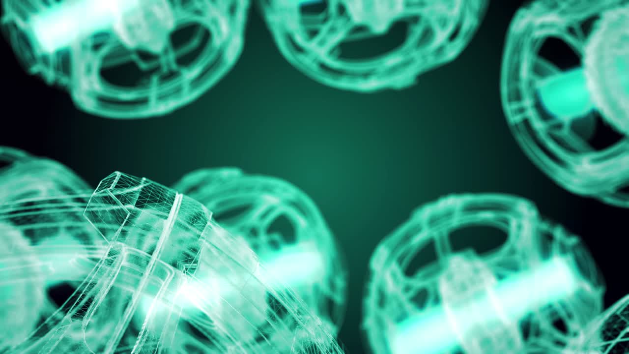 Abstract Deforming Background Animation – Wireframe Energy Cores