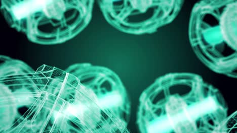 abstract deforming background animation – wireframe energy cores