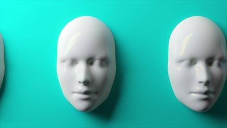 white masks on teal background