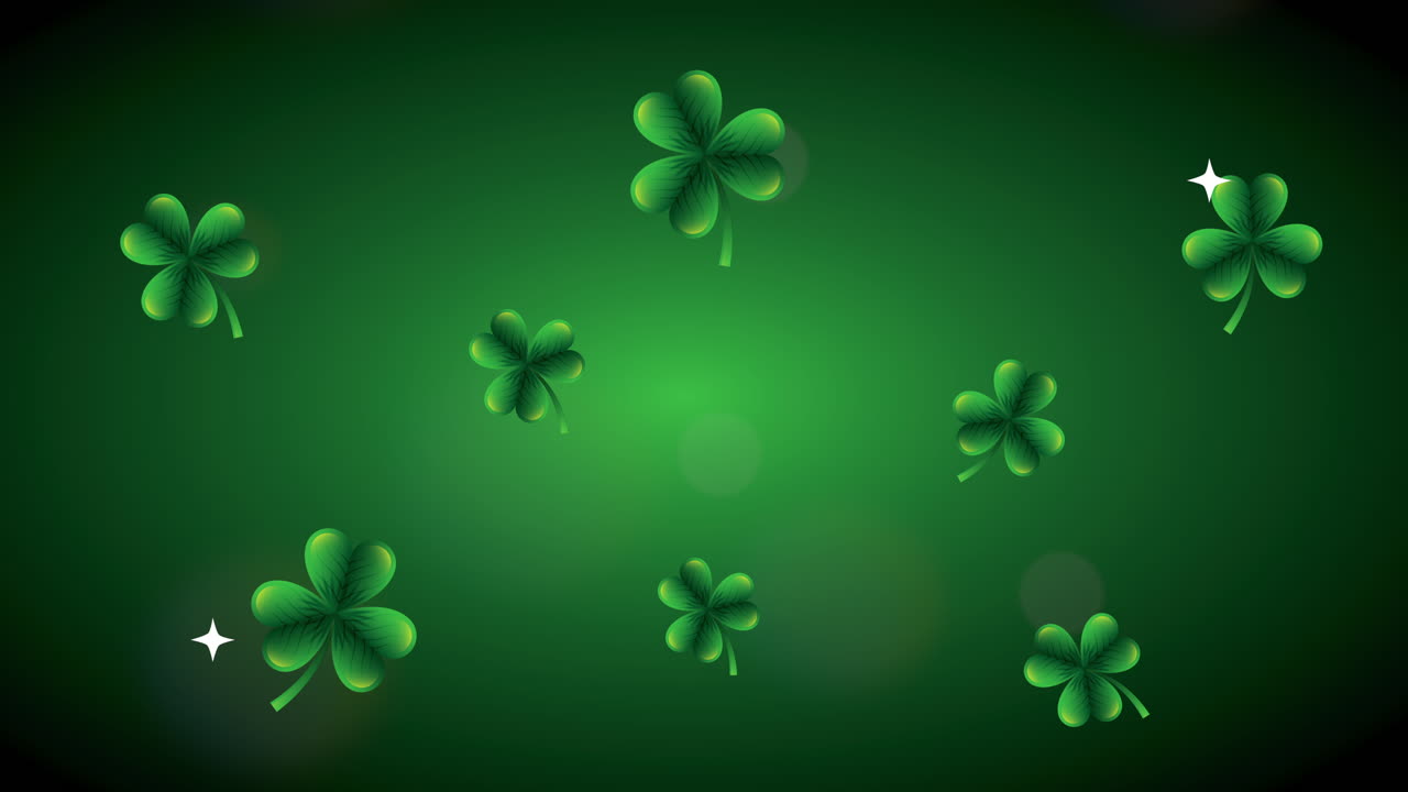 tarjeta animada del día de san patricio con patrón de tréboles