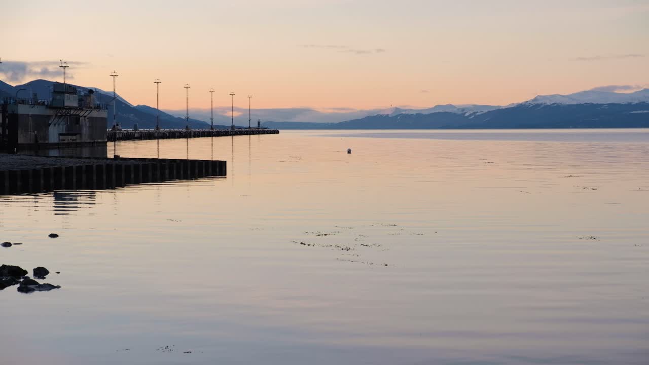 aves marinas sobrevolando el canal beagle espectacular paisaje al amanecer