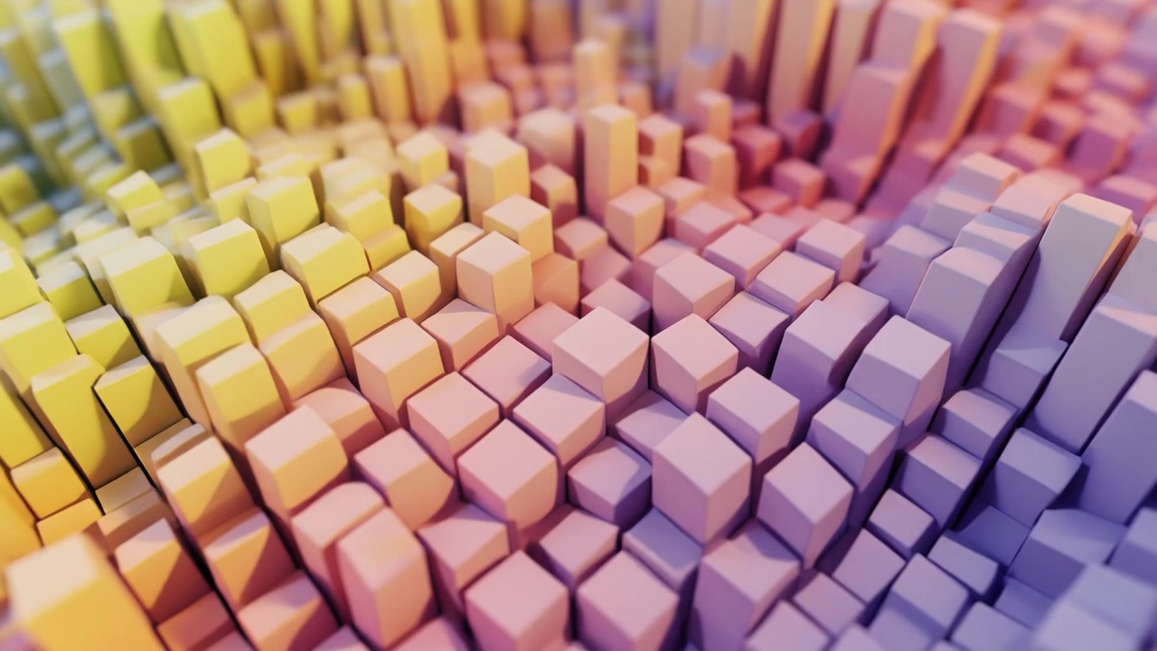 Abstract 3D Animation of Moving Colorful Cubes