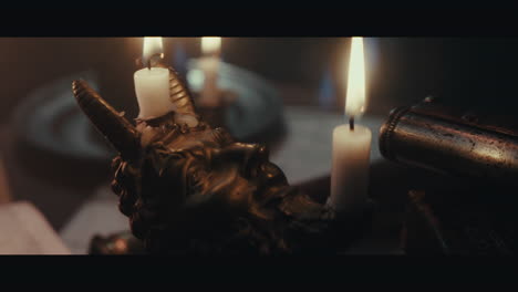 an old candelabra inside the sailing ship cabin